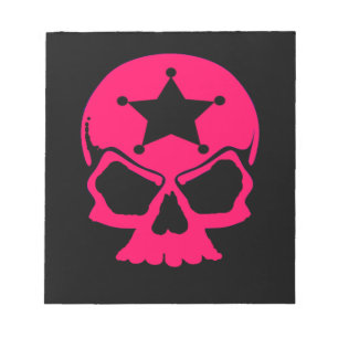 Roze schedel (zwarte achtergrond) notitieblok