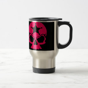 Roze schedel (zwarte achtergrond) reisbeker