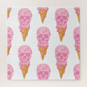 Roze schedelijs, naadloos patroon. legpuzzel