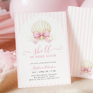 Roze Schelp Baby Shower Uitnodiging