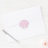 Roze Schelp Kust Ronde Sticker (Envelop)