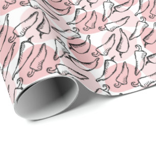 Roze Schets Chili Peppers op Roze Cadeaupapier