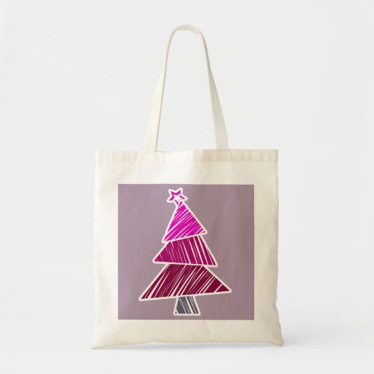 Roze Schetsmatige Kerstboomtas Tote Bag (Voorkant)