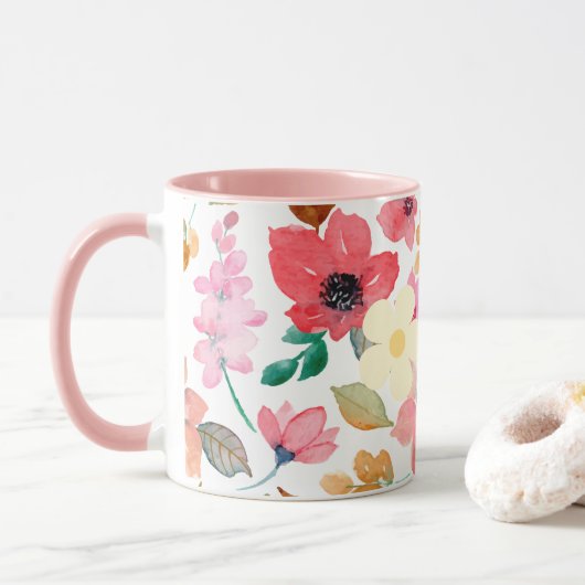 Roze schilderpatroon Modern Art Design Mok (Met donut)