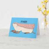 Roze schildklier cartoon kaart (Gele Bloem)