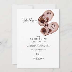 Roze Schoenen Bassinet Baby shower Invitation Kaart