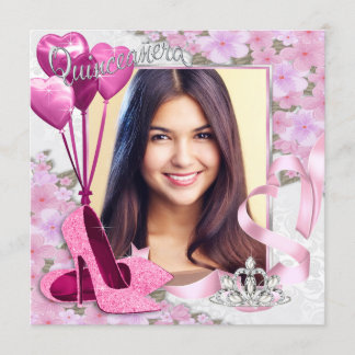 Roze Schoenen Foto Quinceanera Kaart