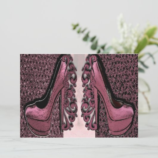 Roze schoenspanners kaart (Staand voorkant)