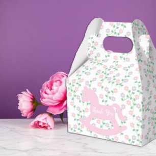 Roze Schommelend Paard Meisje Baby Shower Bedankdoosjes