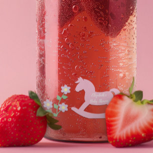 Roze Schommelend Paard Meisje Baby Shower Blikvorm Glas