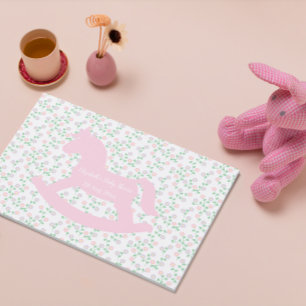 Roze Schommelend Paard Meisje Baby Shower Gastenboek