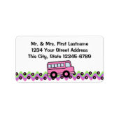 Roze schoolbus Wheels Etiket (Voorkant)