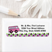 Roze schoolbus Wheels Etiket (Insitu)