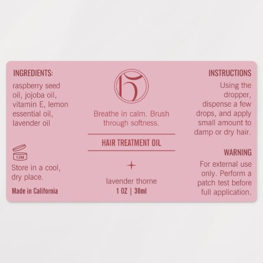 Roze Schoonheid 1 OZ/30ml Fles Waterdicht Label (Design 1)