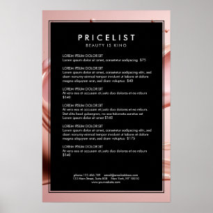 Roze Schoonheidssalon Prijslijst Poster