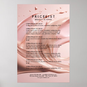 Roze Schoonheidssalon Prijslijst Poster