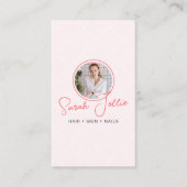 Roze Schoonheidssalon Scannable QR Code Foto Visitekaartje (Voorkant)