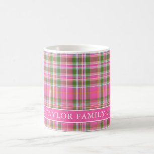 Roze Schotse Ruit Familienaam Koffiemok