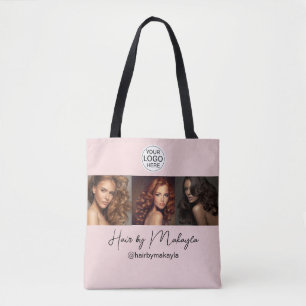 Roze Schrift Logo Foto Haar Salon Draagtas