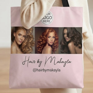 Roze Schrift Logo Foto Haar Salon Draagtas