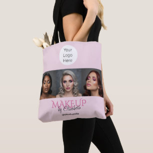 Roze Schrift Logo Foto Make-up Studio Draagtas