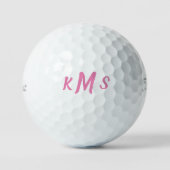 Roze Schrift Monogram Titleist Pro V1 Golfballen (Voorkant)
