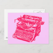 roze schrijfmachine briefkaart (Voorkant / Achterkant)