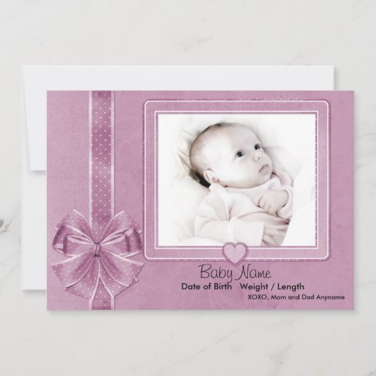 Roze Schroot Baby Aankondiging (Voorkant)