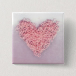 Roze schuin hart vierkante button 5,1 cm