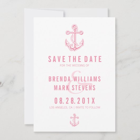 Roze schuine stand vóór de datum opslaan save the date (Voorkant)