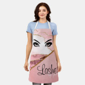 Roze schuine strepen per Schort -  (Gedragen)