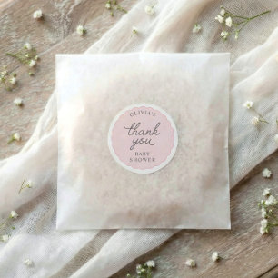 Roze Schulp Frame Ronde Baby Shower Sticker