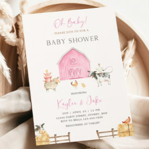 Roze Schuur Boerderij Dieren Oh Baby Meisje Baby S Kaart