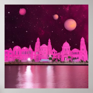 Roze Science Fantasy City Poster
