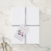 Roze scooter kerstinkopen cadeaulabel (Met Touw)