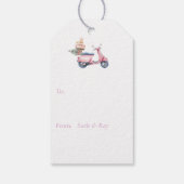 Roze scooter kerstinkopen cadeaulabel (Achterkant)
