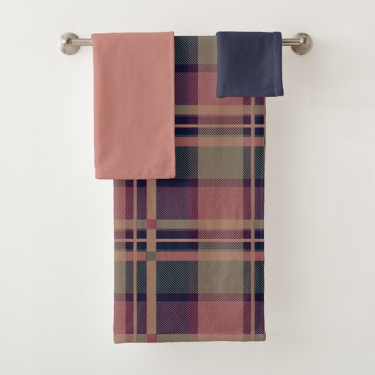 Roze Scottish Lady Tartan Pattern Bad Handdoek (Insitu)
