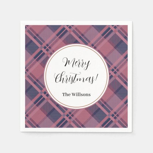 Roze Scottish Lady Tartan Pattern Kerst Servet (Voorkant)