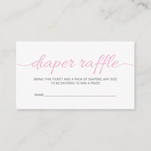 Roze Script Baby shower Diaper Raffle Ticket (Voorkant)