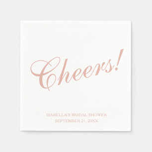 Roze Script Cheers! Bruiloft Bruidsfeest Verjaarda Servet