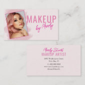 Roze Script Foto Make-up Visitekaartje (Voorkant / Achterkant)