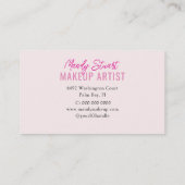 Roze Script Foto Make-up Visitekaartje (Achterkant)