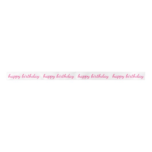 Roze script Happy Birthday Typografie Lint (Voorkant)