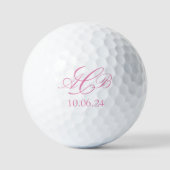  Roze Script Initialen Monogram Favor Of Gift Golfballen (Voorkant)