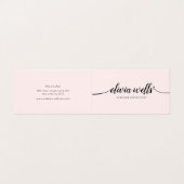 Roze script kalligrafie nazorginstructies visitekaartjes (Buitenkant ongevouwen)