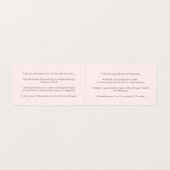 Roze script kalligrafie nazorginstructies visitekaartjes (Binnenkant ongevouwen)