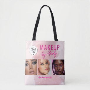 Roze Script Logo 3 Foto Waterverf Make-up Draagtas