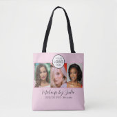 Roze Script Logo en Drie Foto Make-up Studio Draagtas (Voorkant)