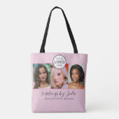 Roze Script Logo en Drie Foto Make-up Studio Draagtas (Achterkant)