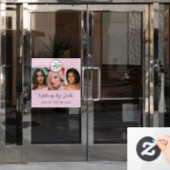 Roze Script Logo en Drie Foto Make-up Studio Raamsticker (Kantoordeur)